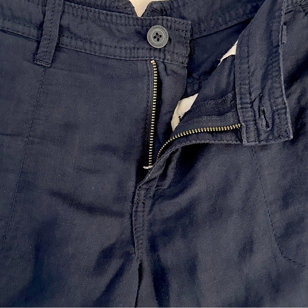Calvin Klein Jeans Lightweight Navy Linen Shorts Size 6 - Picture 3 of 7